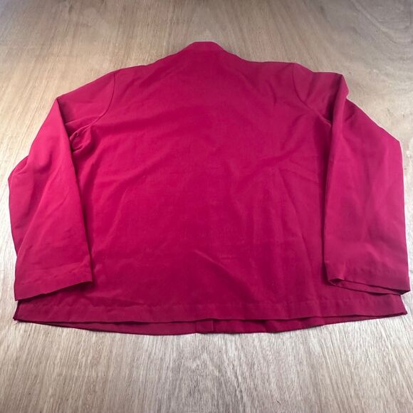 TravelSmith Women’s L Red Button Front Mandarin Collar Top Long Sleeve - Picture 2 of 4